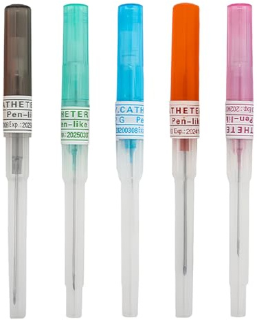 YAZWUR 5 Stück Piercing Nadeln Katheter Nadeln Hohle Nadeln für Ohr, Nase, Lippe, Zunge, Bauch, Brustwarze, Knorpel (14G, 16G, 18G, 20G,22G)