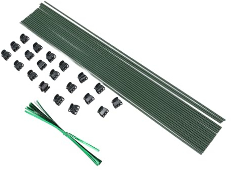 RASTKY Bâton de Support pour Plantes en Acier Inoxydable, avec Attaches, Clips pour Orchidées, Piquet de Plante Pliable pour Orchidées Dahlias Gladiolus, 40 Pièces