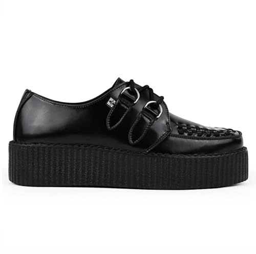 TUK Calzado Viva Alto Creepers - Zapatos góticos con Plataforma de Cuero y Cordones, Unisex