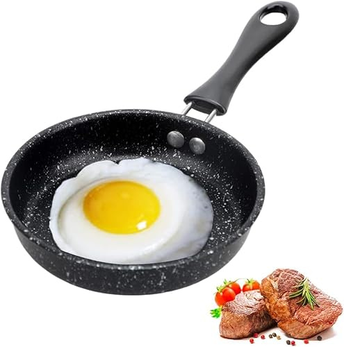 Pfanne Klein, 12 cm Mini Pfanne Induktion, Mini Bratpfanne für Spiegeleier | Antihaft Eierpfanne Tragbar Pfanne Spiegeleipfanne Omelettpfanne Egg Pan für Eier Speck Schinkenscheiben Steaks Camping