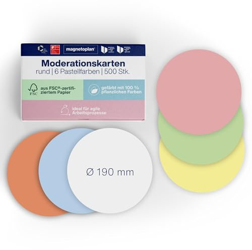 magnetoplan Moderationskarten, rund | In 6 Pastellfarben | 500 Stk.