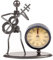 Classic Vintage Old Fashion Iron Art Musician Clock Figure Ornament for Home Office Desk Decoration Gift (C70 Guitar)