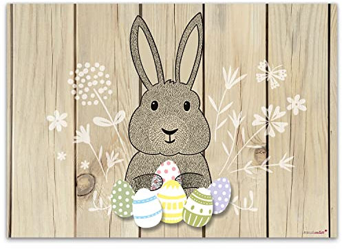 30 Oster-Tischsets mit Osterhase I DIN A3 eckig I Oster Platzset aus Papier in beige braun, modern I Einweg Tischunterlagen I dv091