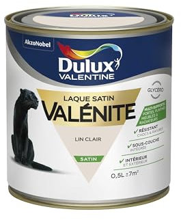 Dulux Valentine Peinture Laque Valénite Glycéro multisupport intérieur-extérieur – Grande résistance pour boiseries et ferronneries - aspect Satin Lin Clair 0,5 L - 5211434