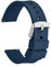 WOCCI 18mm Bracelet de Montre Silicone avec Boucle Argentée pour Femme et Homme (Bleu Foncé)