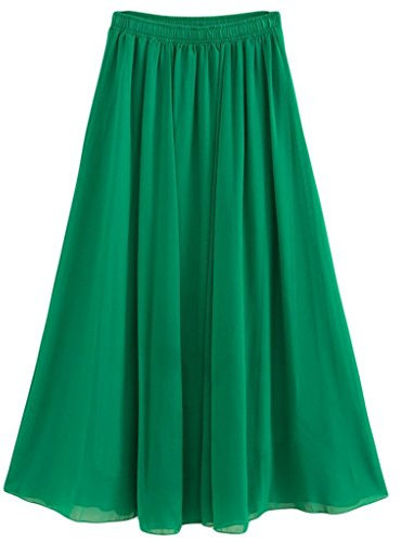 Golden Service Falda Mujer Elástica Plisada Básica Falda Larga Mujer Maxi Bohemia Playa Vacaciones Gasa con Talla Grande Cintura Elástica