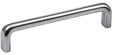 Gedotec Design Bügelgriff Vintage 192 mm Möbelgriff Messing Chrom poliert - H10302 | Schubladengriff Küche im Landhausstil | Bogengriff Antik gebürstet | 1 Stück - Küchengriff für Möbel & Kommoden