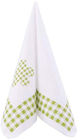 APARTina Tissue Serviette 100 Stück Servietten grün weiß kariert 33x33 cm Tissue - Landhaus Design, Hüttengaudi, Tisch Deko 3-lagige Papierservietten Kleeblatt (Grün)