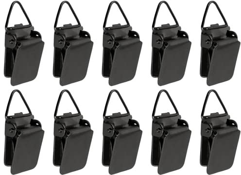 Wise Linkers Hänge-Clips, dreieckige Rückseite, mittlere Kraft, für Wandteppich, kleine Teppiche, Handtuch, Schal und Gemälde, Schwarz, 10 Stück