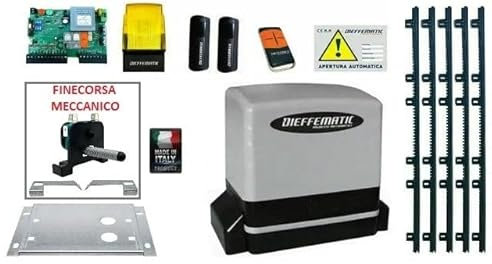 Kit Motore Automazione Cancello Scorrevole Automatico Con 5 Mt Cremagliera 230V