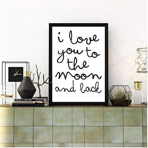 XIANGLL Canvas Prints,Love Maxim I Love You to The Moon and Back Posters and Prints Wall Art Creativiteit Nordic Decoratio for Bedroom -50x90cm