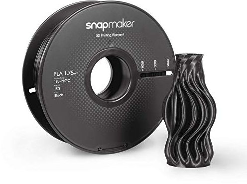 Snapmaker PLA 3D-Drucker Filament 1,75 mm, 1 kg Spule (2,2 lbs) - Maßhaltigkeit +/- 0,03 mm, passend für die meisten FDM-Drucker (Schwarz)
