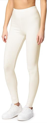 Merry Style Leggings Damen Baumwolle für das ganze Jahr Bequeme Leggings Blickdicht Damen Ideal für Yoga Sport Gym und Freizeit MS10-198 (Ecru,XS)
