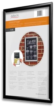 Deflecto A2 Snap Frame Black, Aluminium Clip Frame, Certificate & Poster | Front opening aluminium picture frame for posters, certificates and photos. Wall mount display for home, office or retail.