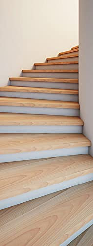 A.Monamour Türtapete Selbstklebend Türfolie Türposter 3D Wendeltreppe Treppe Aus Holz Vinyl Folie Türdeko Tapete Wandbild Türaufkleber Türtattoo 77 x 200 cm