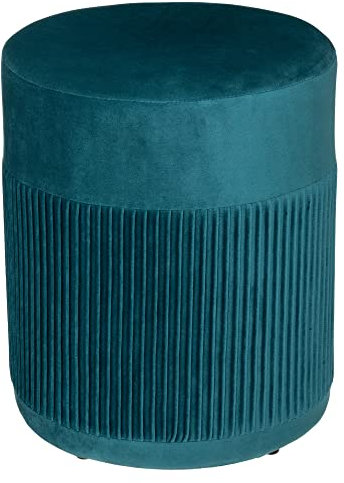 Atmosphera - Sitzhocker Nofy - Samt - blaugrün H. 38 cm - Blaugrün