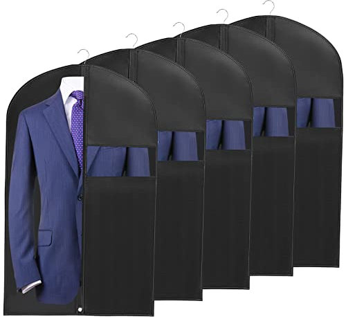 Garment Bags Suit Cover Bags for Men 5 PCS Dustproof Clothes Covers with Clear Window Suitable for Travel or Home Wardrobe Storage Breathable Suit Jacket Carrier 24 x 40 inch