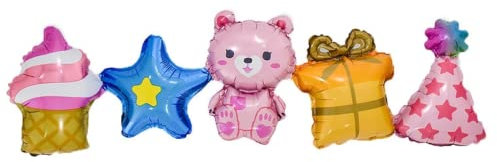 DIWULI Ballon-Kette Bär rosa - Folien-Ballon Girlande