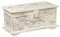 Oriental Galerie Truhe Holzkiste Holztruhe Schatztruhe Kiste Box Palmenholz Holzbox Blumen Schnitzereien Shabby Used Look Weiß Klein 40 cm