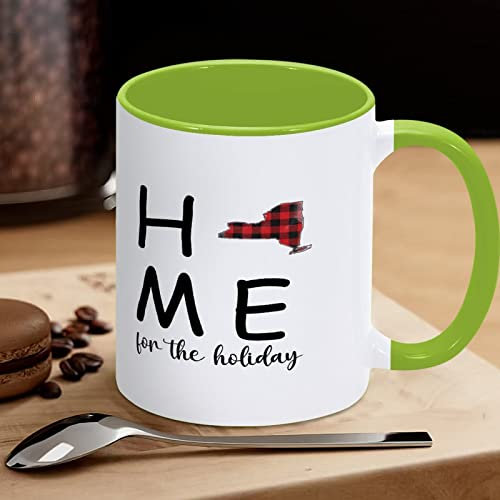 New York Teetasse rot schwarz Buffalo Plaid Zuhause für den Urlaub Keramik Kaffeetasse US Staat Karte Silhouette Tasse Teetasse Tolle Geschenkidee für Weihnachten Weihnachten Urlaub 313 ml