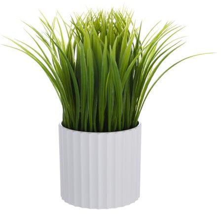 Meneco Artificial Wheat Grass Plant – Fake Potted Indoor Plant Decor for Home and Office (10”)