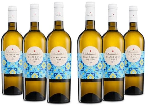 Fatascià Chardonnay Zibibbo Terre Siciliane IGT, Vino Bianco Elegante, Armonioso e dai Profumi di Frutta Gialla, Gradazione Alcolica 13% Vol, Confezione con 6 Bottiglie da 750 ml