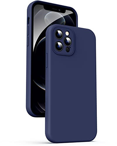 Supdeal Liquid Silicone Case for iPhone 12 Pro, [Camera Protection] [Anti Fingerprint] [Wireless Charging] 4 Layer Phone Case Protective Cover, Built-in Microfiber Case Cover, 6.1, Navy Blue