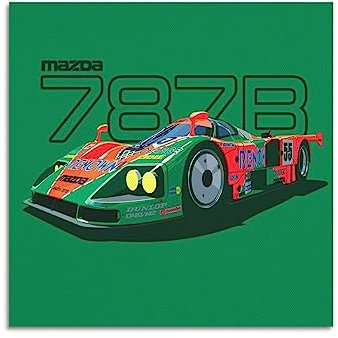 JONZA Vintage-Rennauto-Poster für Mazda 787B Supercar, dekoratives Gemälde, Leinwand, Wand- und Kunstbild, Familien-Schlafzimmer, Dekoration, 40 x 40 cm