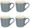 Hodge and Hodge Set Of 4 Grey Stoneware Coffee Mugs Tea Cups Circles Diamonds Pattern 400ml Large Circles