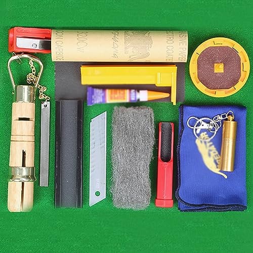 Billardkugel-Set, 10/12-teiliges Snooker-Pool-Queue-Spitzenformer-Set, Billard-Queue-Reparatur-Werkzeug-Set, Multifunktions-Reparaturwerkzeug für Queue-Stick-Sp
