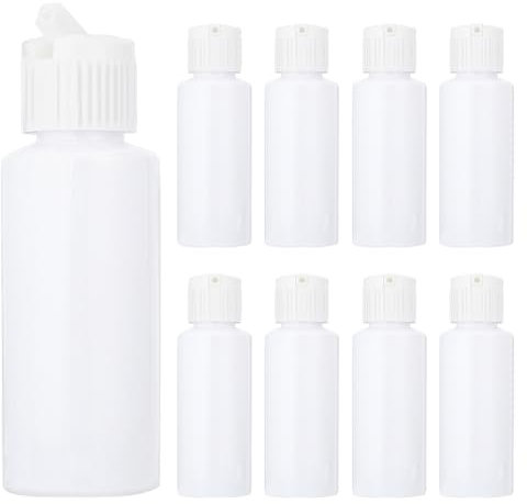 BENECREAT Lot de 10 bouteilles en plastique de 50 ml avec bec verseur à rabat, réutilisables, pour lotion, parfum, huile essentielle, fond de teint, toner liquide