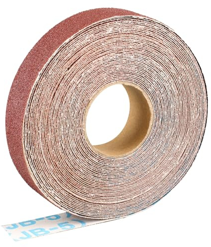 Shineboc-Schleifpapierrolle 2,5 cm x 10 m, Aluminiumoxid-Schleifpapier mit Körnung 80, geeignet zum Schleifen, Holz, Möbelbearbeitung, Edelstahl und Karosseriebearbeitung