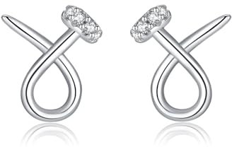 SLUYNZ 925 Sterling Silber CZ Ohrringe Ohrstecker für Frauen Damen kleine Pfosten Ohrstecker Ohrstecker Winzige Ohrstecker (A-Silver)