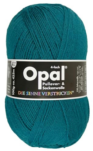 Frida's Wollhaus Opal 100 g Uni 4-fach Sockengarn Strümpfe Stricken filzfrei Wolle 35 Farben (9934 | Blaugrün)