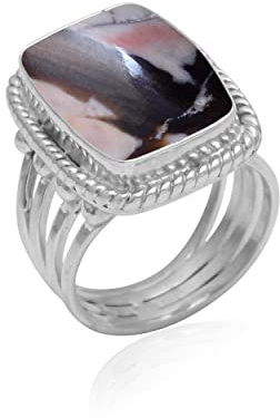 Veracity Jewelry 925 Sterling Silver Gemstone Statement Rings – Gift For Birthday Wedding Anniversary Mother's Day Ring – Vintage Boho Style Handmade Gifts