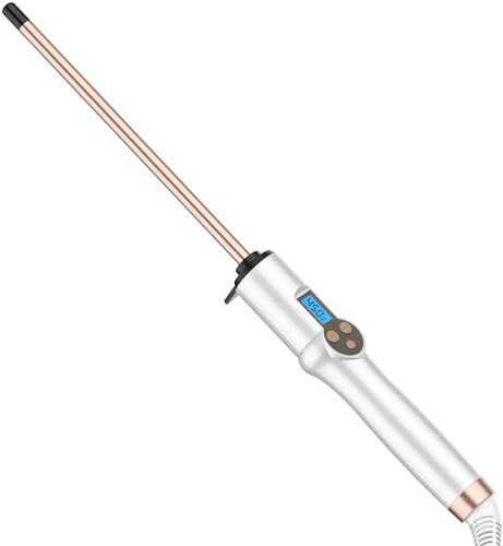 Hair Curling Wand 9MM, Thin Curling Wand for Short Hair, 9mm Ceramic Long Barrel with Adjustable Temperature