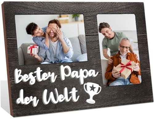 WJMSDK Bester Papa Geschenke,Holz Bilderrahmen Geschenk, Geburtstagsgeschenke für Papa von Tochter Sohn, Geschenke zum Geburtstag Weihnachten Vatertag, Fotogeschenke