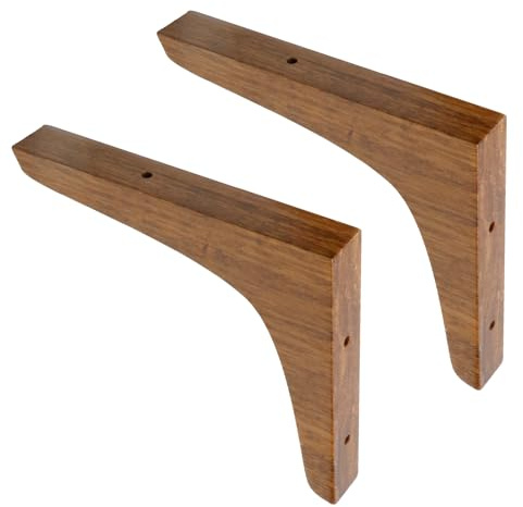 Antrader 2PCS Wooden Shelf Brackets,Solid Wall Mount Wood Shelf Bracket,Wood Triangle Bracket,L Shape Shelf Holders Include Mounting Screws,5.7 Inch x 4.8 Inch,Dark Brown