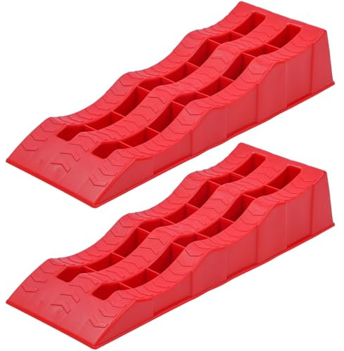 KATSU Rampas de Nivelación para Caravanas 2 Piezas Capacidad de 4 Toneladas Capacidad 3 Niveles Resistente Cuñas para Autocaravana Campervan Vehículos Garaje Taller