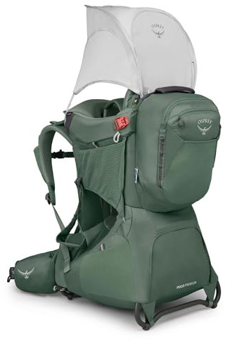 Osprey Poco Child Carriers - Deluxe child cokpit - Buil-in sunshade - Breathable Suspension - Adjustable Fit - Mashine Washable drool pad - Bluesign approved materials,Koseret Green