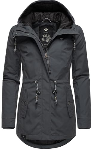 Ragwear Damen Winterjacke warmer Kurzmantel mit Kapuze Monadis Black Label Intl Dark Grey24 Gr. XS