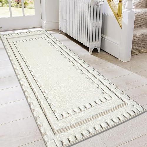 Cozy Haven Comfy Collection Runner Rug – Washable Non-slip Long Carpet Runner Rugs for Hallway, Kitchen, Living Room, Corridor, Entryway and Door Entrances (Cream, 80x150 cm)