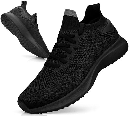 Giniros Zapatillas de Deporte Zapatillas Running Hombre Transpirables Correr Jogging Caminar Bambas Deportivas Hombre Casual Atlético Tenis Gimnasio Fitness Gym Negro 46EU