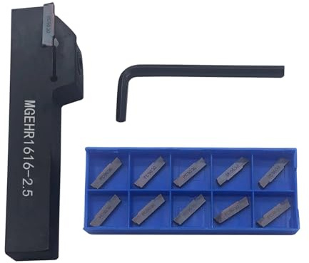 Hunricho Portautensili da taglio per tornio a 13 pezzi, portautensili per taglio-scanalatura MGEHR1616-2.5 con 11 pezzi di inserti reversibili MGMN250-G in metallo duro per tornitura di taglio
