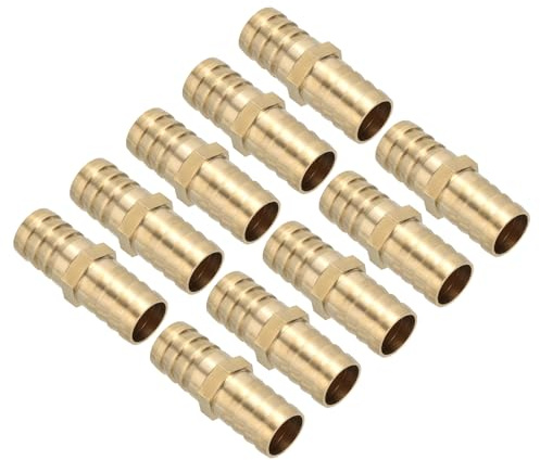 PATIKIL Adattatore per Tubo Ottone 3/4, 10Pz Raccordo Union Dritto per Metalli Splicer Mender Connettore Adattatore a Barbetta Kit Riparazione per Tubi d'Aria Acqua Olio Carburante