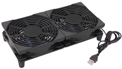 Yeiwenl 5V Quiet Dual USB Cooling Fan 120mm x 2 with 1200mm Cable,76CFM Airflow Cooling for Router, Computer, Mac Mini, PlayStation, Rack DIY Audio Video Network Cabinet Server Cooling Project