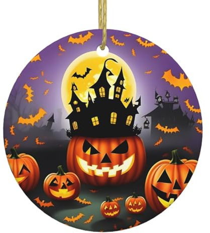 Ornamenti da appendere in ceramica per albero di Natale con scritta Happy-Halloween-Day-Trick-Or-Tre per la casa, feste, vacanze, decorazioni