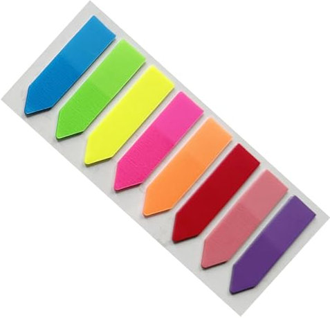Xvilmaun Fichas de libros, banderas laterales – 8 colores marcadores de página pegajosos | notas adhesivas de colores, notas adhesivas, pegatinas fluorescentes para estudiantes, profesores,