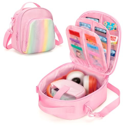 LoDrid Storage Bag Compatible with Yoto Mini (2024 Edition), Portable Carrying Case for Audio Music Player & Headphone Accessories, Card Holder Hold Up to 30 Cards, Pink, (Bag Only)