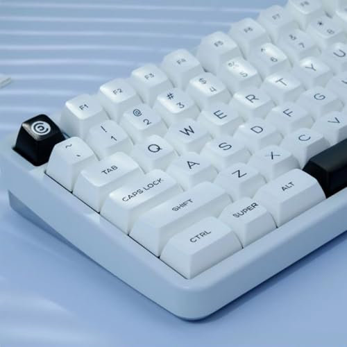 154 Keys BOW Keycaps, Black and White Minimalist PBT Keycap,Cherry Profile Double Shot Keycap, Custom Keycap Set for 60/75/84/104/108 Layout Keyboard (White)